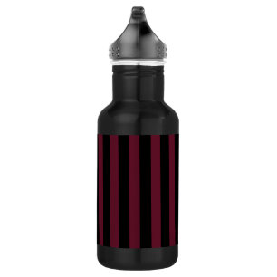 Burgundy and black stripes stainless steel water bottle