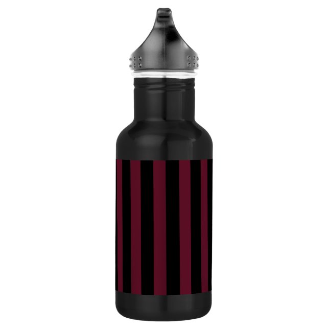 Burgundy and black stripes stainless steel water bottle (Right)