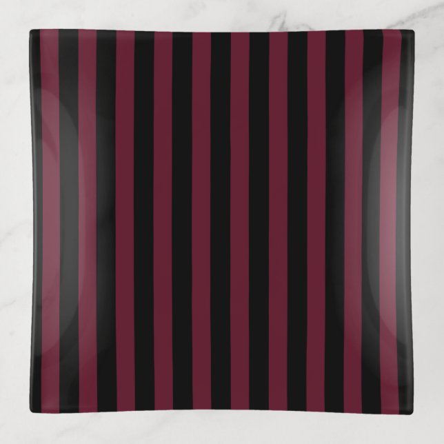 Burgundy and black stripes trinket tray (Front)