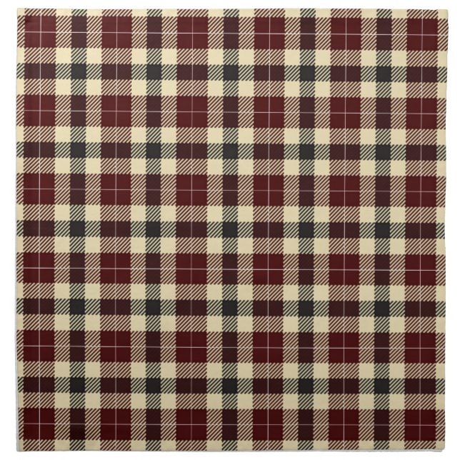 Burgundy and Black Tartan Plaid Cloth Napkin (Front)