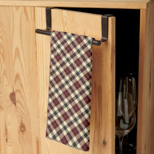 Burgundy and Black Tartan Plaid Kitchen Towel