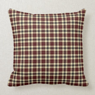 Burgundy and Black Tartan Plaid Square Pillow