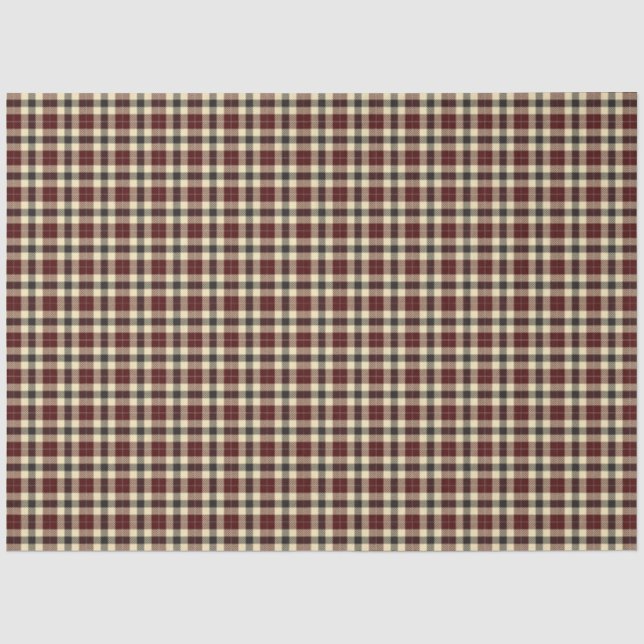 Burgundy and Black Tartan Plaid Tissue Paper (Front)