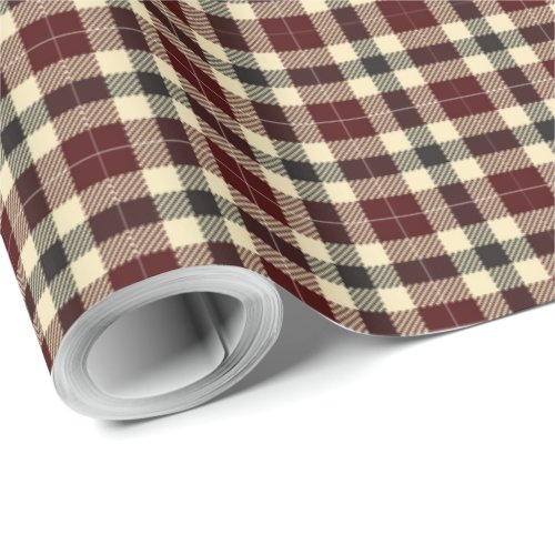 Burgundy and Black Tartan Plaid Wrapping Paper