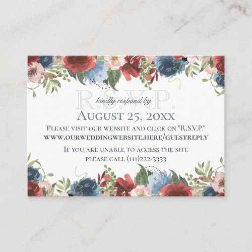Burgundy and Blue Floral Online Response Card