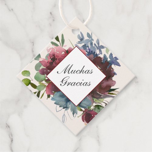 Burgundy and Blue Quinceanera Thank You Favor Tags