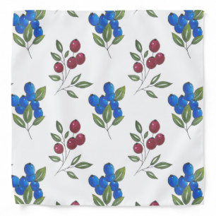 Burgundy and Blueberries Pattern Bandana
