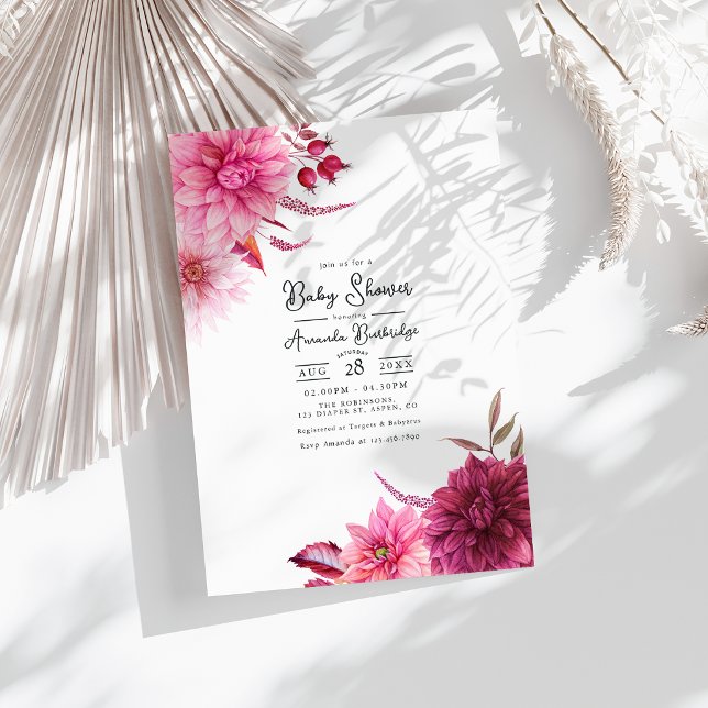 Burgundy and Blush Autumn-Fall Floral Baby Shower Invitation (Burgundy and Blush Autumn-Fall Floral Baby Shower Invitation)