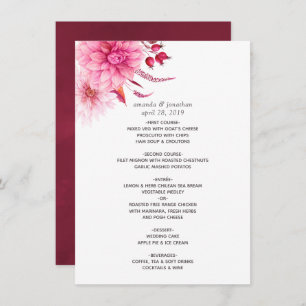 Burgundy and Blush Autumn Fall Wedding Menu