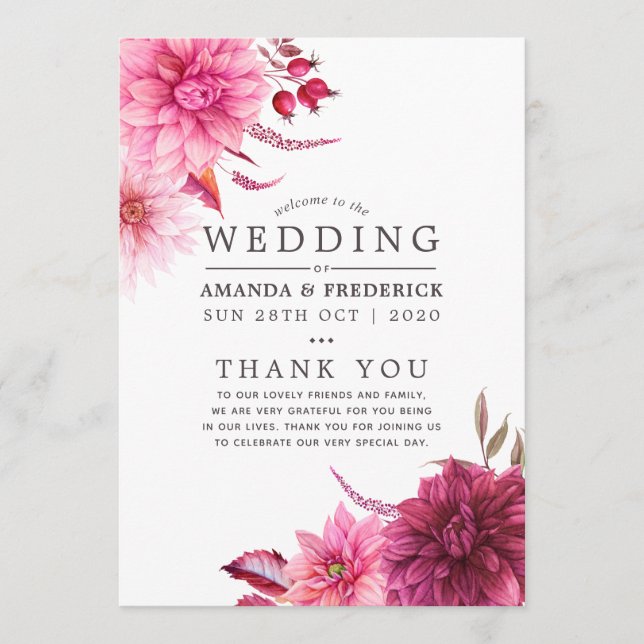 Burgundy and Blush Autumn Wedding Program (Front)