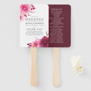 Burgundy and Blush Autumn Wedding Program Hand Fan