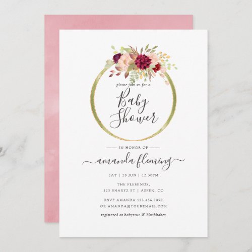 Burgundy and Blush Boho Geometric Baby Shower Invitation