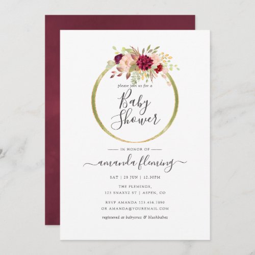 Burgundy and Blush Boho Geometric Baby Shower Invitation