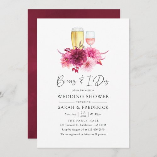 Burgundy and Blush Fall Brews Before The I Dos Invitation
