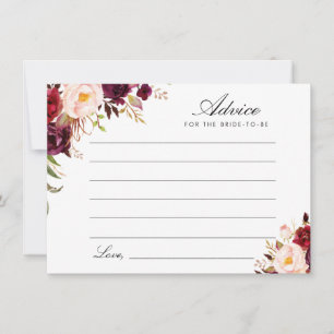 burgundy and blush floral advice card