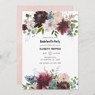 Burgundy and Blush Floral Bachelorette Party Invitation