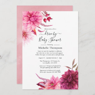 Burgundy and Blush Floral Drive By Shower Invitation