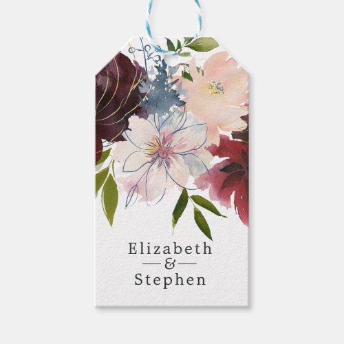 Burgundy and Blush Floral Gift Tags