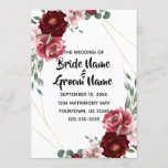 Burgundy and Blush Floral Rose Wedding Invitation