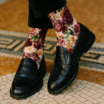 Burgundy and Blush Floral Socks<br><div class="desc">Fall florals, reimagined. These romantic wedding socks are wrapped in painterly blooms—burgundy dahlias, soft blush roses, plum carnations, and peachy ranunculus—designed to echo your bouquet, not clash with it. They’re bold. They’re rich. And they’ll photograph beautifully when it matters most. Whether you’re dressing the groom, coordinating groomsmen, or curating bridal...</div>