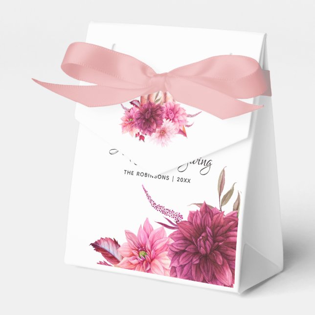 Burgundy and Blush Floral Thanksgiving Favor Boxes (Front Side)