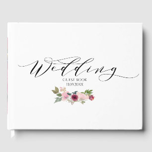 Burgundy and Blush floral Wedding Guest Book