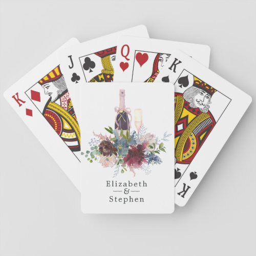 Burgundy and Blush Floral Wine Tasting Poker Cards