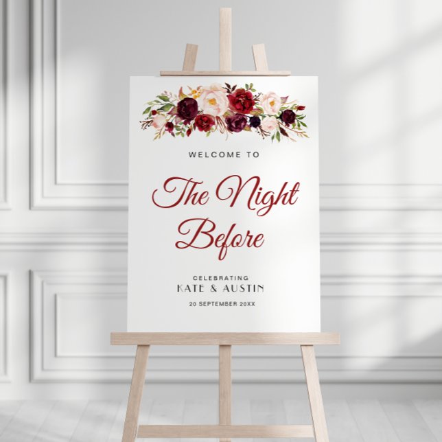 burgundy and blush flowers the night before sign (Creator Uploaded)
