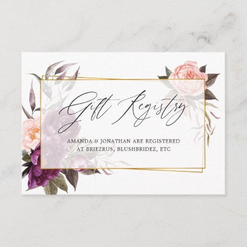 Burgundy and Blush Geometric Wedding Gift Registry Enclosure Card