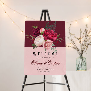 Burgundy and Blush Pink Floral Bouquet Wedding Foam Board