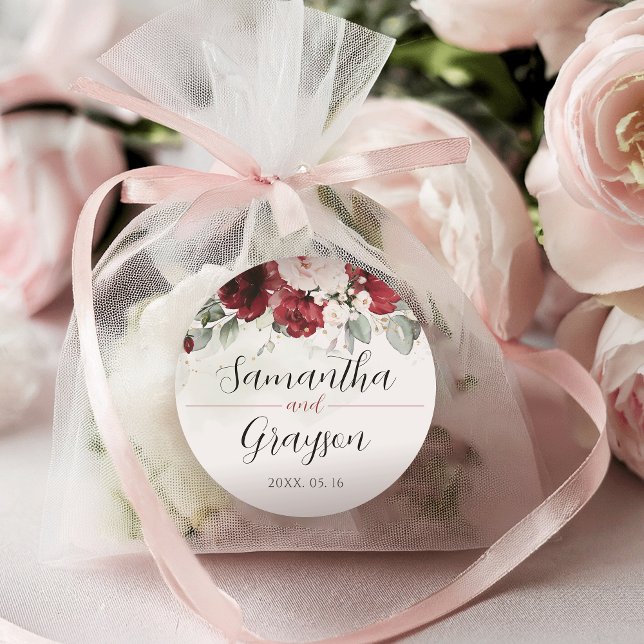 Burgundy and Blush Pink Floral Wedding Stickers (Creator Uploaded)