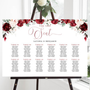 Burgundy and Blush Pink Wedding Seating chart Foam Board