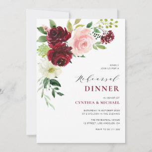 burgundy and blush rehearsal dinner invitation