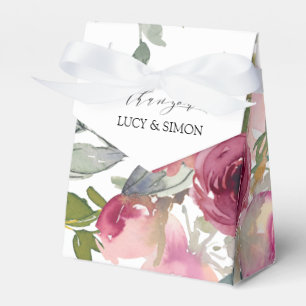 Burgundy and Blush water colour roses Favor Boxes