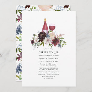 Burgundy and Blush Wine themed Celebration of Life Invitation