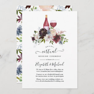 Burgundy and Blush Wine themed Virtual Wedding Invitation