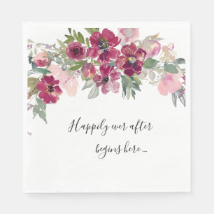 Burgundy and blush with quote wedding napkins