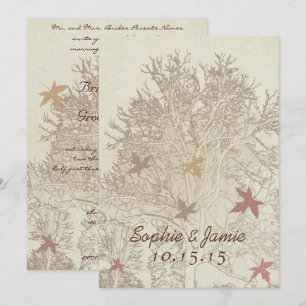 Burgundy and Brown Tree Wedding Invitation