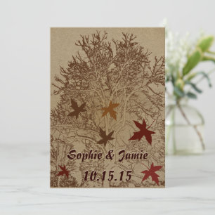 Burgundy and Brown Tree Wedding Invitation