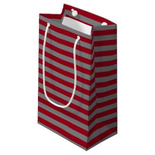 Burgundy and Charcoal Grey Stripes Small Gift Bag