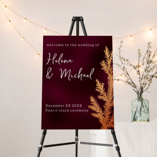 Burgundy and Copper Winter Wedding Pine Branch Foam Board