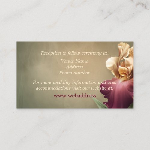 Burgundy and Cream Iris Wedding Enclosure Card