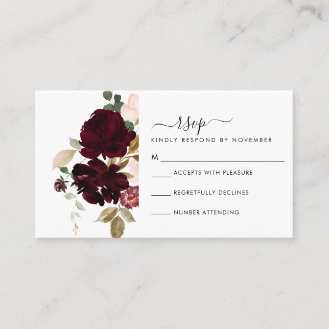 Burgundy and Cream RSVP Card (Front)