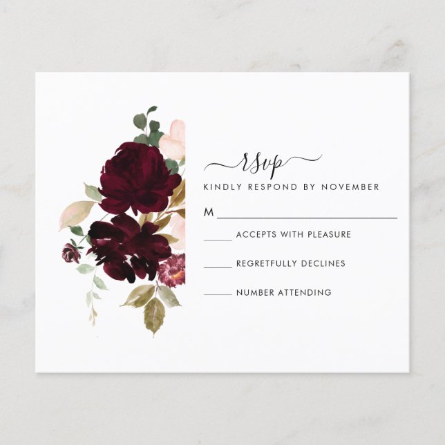 Burgundy and Cream RSVP Card (Front)