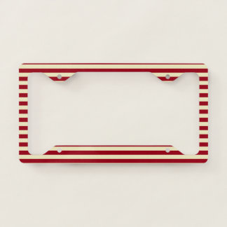 Burgundy and Cream Stripes License Plate Frame