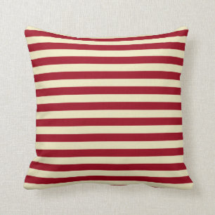 Burgundy and Cream Stripes Throw Pillow