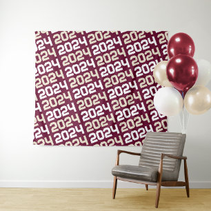 Burgundy and Cream Tan Graduation Backdrop