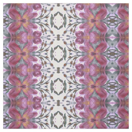 Burgundy and Dark Green Floral Designed Fabric