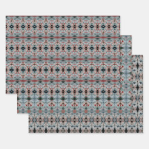 Burgundy and Dark Teal Patterned Sheet Paper