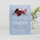Burgundy and Dusty Blue Floral Bridal Shower Invitation (Standing Front)